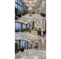 Gạch Khổ Lớn 80x160 Lát Nền Phòng Khách Khắc Vàng