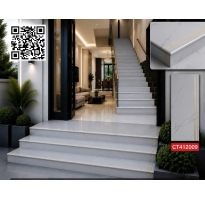Gạch Lát Cầu Thang 47x120 Trắng Khắc Kim Tuyến Mẫu Mới