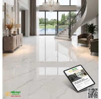 Gạch Khổ Lớn Ốp Lát Biệt Thự 1000x1000 Trắng Nhũ Vàng Mẫu Mới