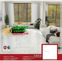 Gạch Lát Phòng Khách 120x120 Trắng Vân Bóng Kiếng