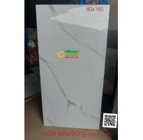 Gạch Marble Bóng Kiếng 80x160 Trắng Vân Vàng Sale Giá Rẻ HCM