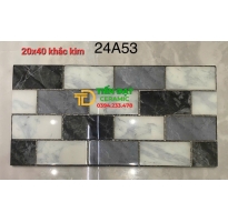 Gạch Trang Trí 20x40 Đá Bóng Kính Trắng Nhũ Bạc 