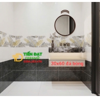 Gạch Ốp Tường Apodio 30x60 Đá Bóng Kim Cương Đen Hoa Văn