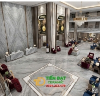 Gạch Đá Khắc Kim TQ 80x80 Vân Xám Bóng Kiếng Giá Rẻ 