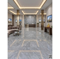 Gạch Vicenza Ốp Lát Phòng Khách 60x120 Bóng Kiếng Vân Xám Giả Đá 