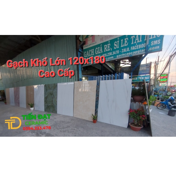 Gạch Đá Bóng Kiếng 120x180 Ốp Tường Trắng Vân Khói 