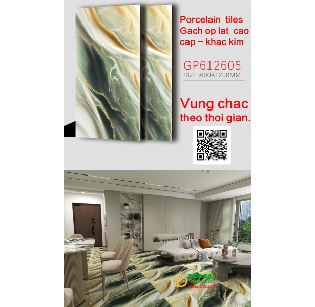 Gạch Khổ Lớn 60x120 Cao Cấp Nhũ Vàng Ốp Mặt Tiền Cột Cổng