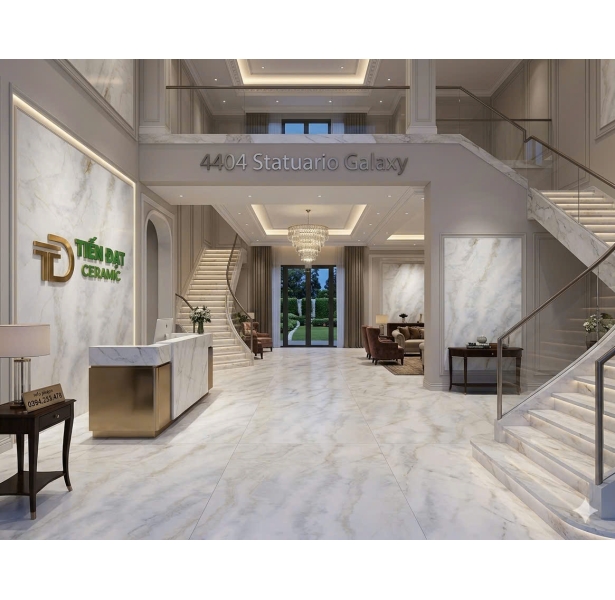 Gạch Mờ Matt 120x180 Lát Nền Biệt Thự Vân Vàng Giả Đá