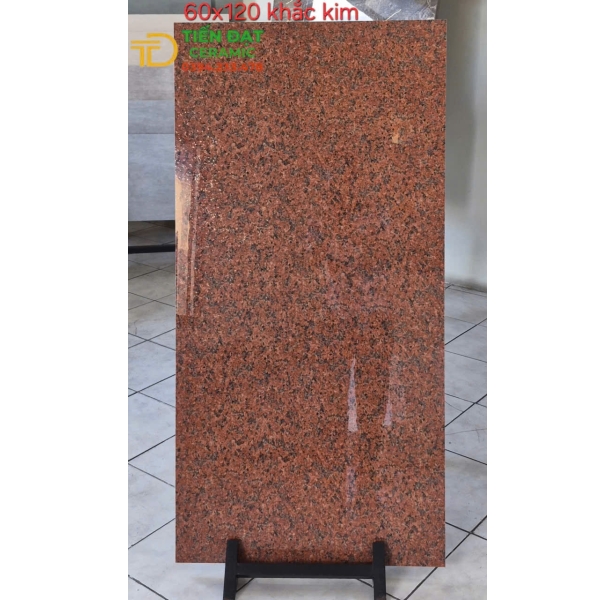 Gạch Đỏ Hoa Cương 47x120 Lót Cầu Thang Nhũ Vàng Đẹp Rẻ