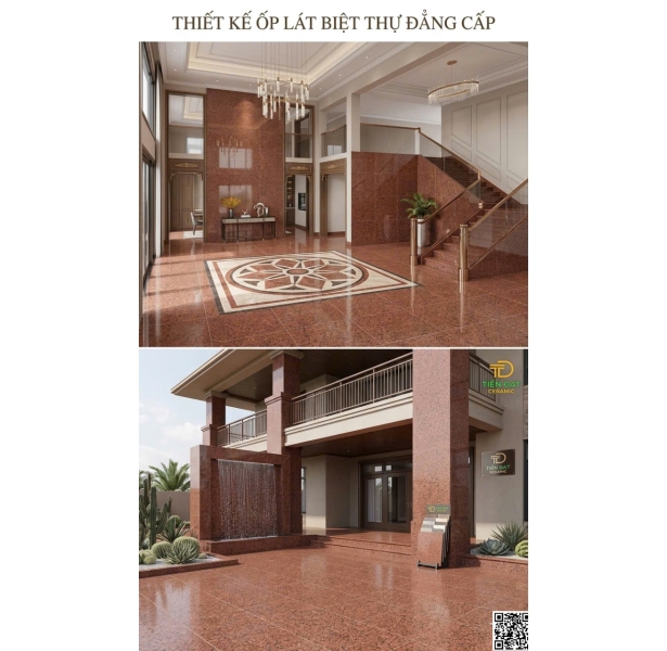 Gạch Đỏ Hoa Cương 60x120 Nhũ Kim Ốp Lát Trang Trí Điểm Nhấn
