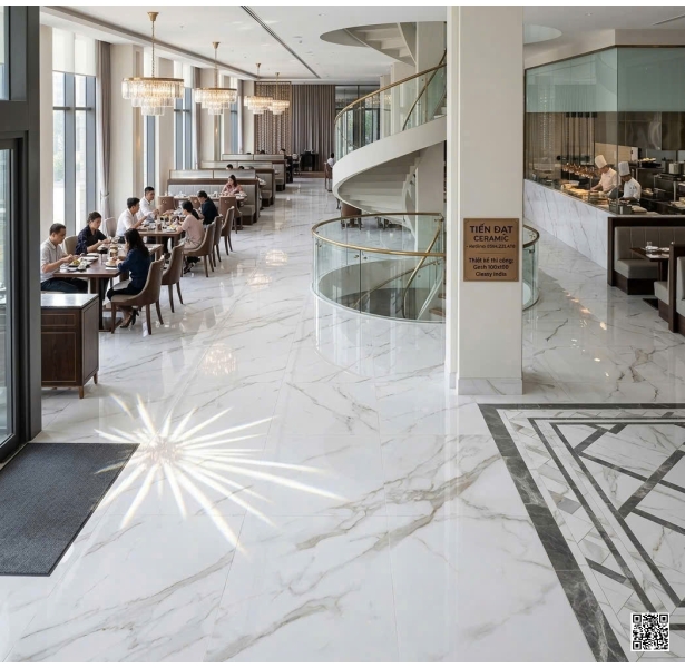 Gạch Lát Nền Khổ Lớn 100x100 Nhà Hàng Khách Sạn Lớn 