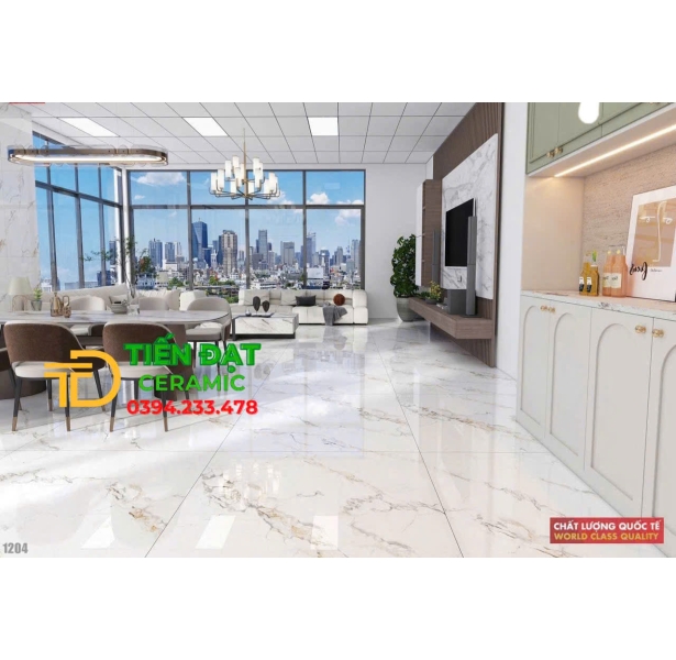 Gạch Ốp Tường Prime 120x120 Cao Cấp Trắng Vân Vàng