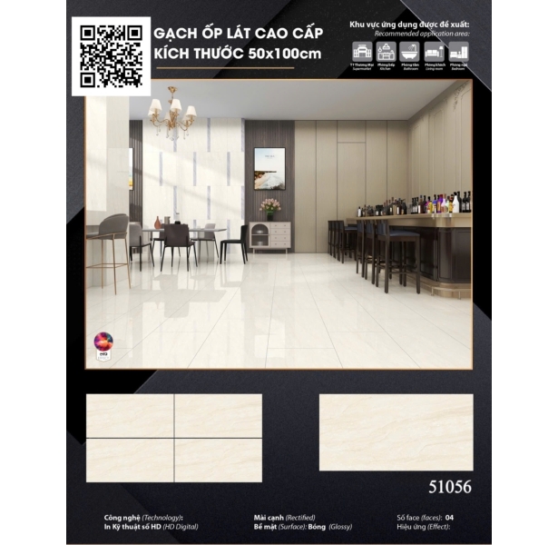 Gạch Cao Cấp Bóng Kính 50x100 Vân Vàng Mẫu Mới