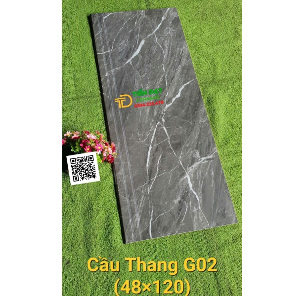 Gạch Cầu Thang Cao Cấp 47x120 Trắng Vân Khói 