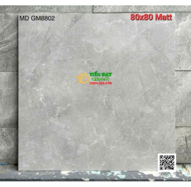 Gạch Đá Mờ Mỹ Đức 80x80 Trắng Vân Vàng Cao Cấp 