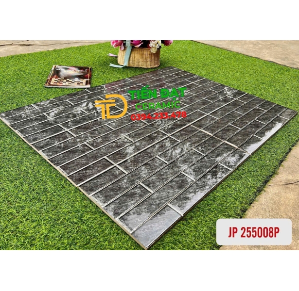 Gạch Ốp Mặt Tiền 25x50 Xám Vân Đá Nhũ Bạc 