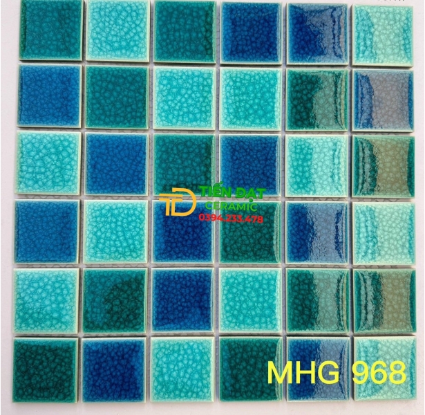 Gạch Ốp Nhà Tắm Hồ Bơi 30x30 Men Rạn Xanh Lục