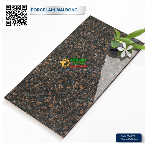 Đá Bóng Kiếng 40x80 Trắng Đen Hoa Cương Ốp Biệt Thự