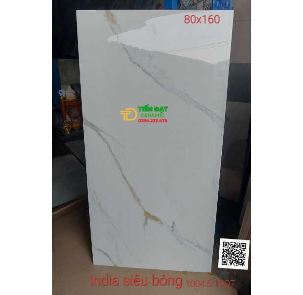 Gạch Marble Bóng Kiếng 80x160 Trắng Vân Vàng Sale Giá Rẻ HCM