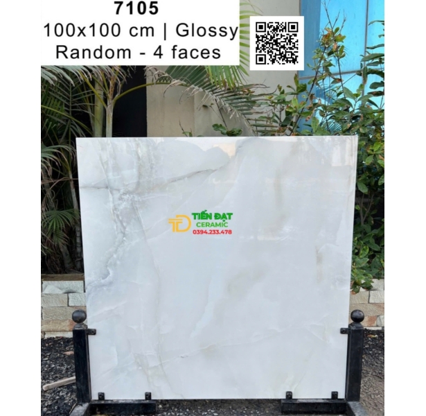 Gạch Ốp Tường Bóng Kiếng 100x100 Trắng Vân Nhẹ