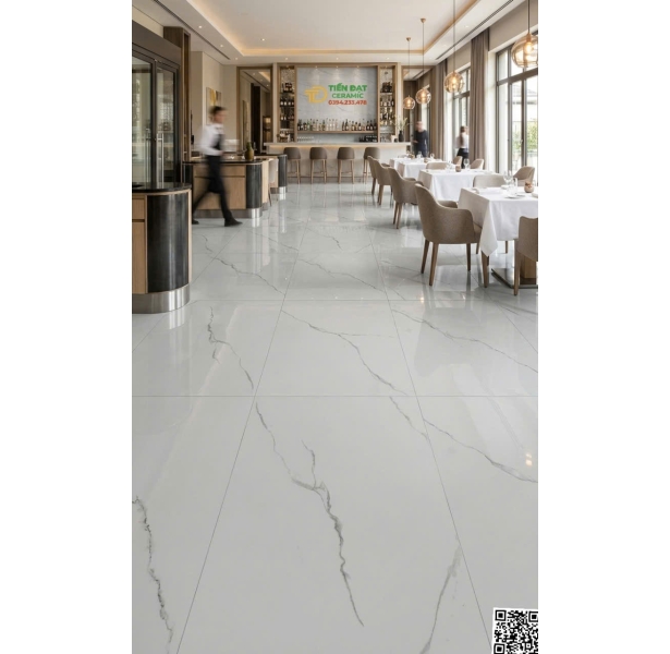 Gạch Cao Cấp Vicenza 60x120 Trắng Vân Lát Nền Nhà Hàng Bán Chạy Nhất