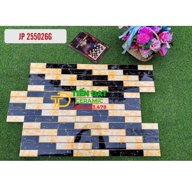 Gạch Khắc Kim 25x50 Ốp Trang Trí Cột Cổng Mặt Tiền