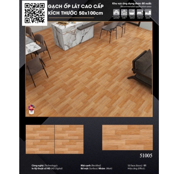 Gạch Giả Gỗ Lát Phòng Khách 50x100 Cao Cấp Mẫu Mới 