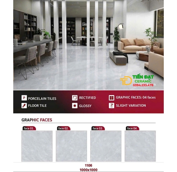 Gạch Khổ Lớn Prime 100x100 Lát Nền Vân Giả Đá Mẫu Mới