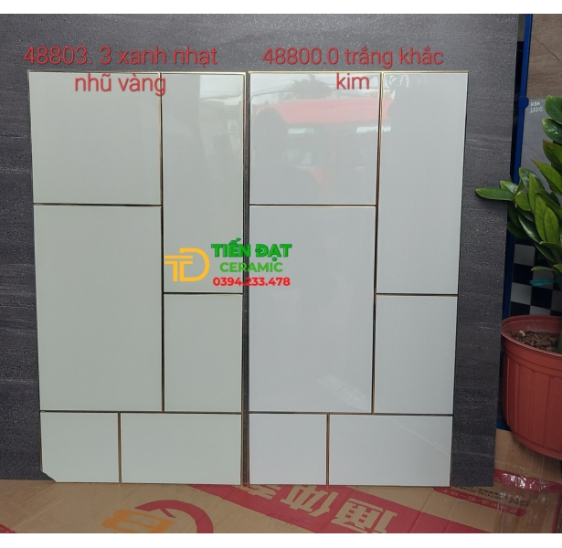 Gạch Nhập Khẩu 40x80 Ốp Tường Vân Vàng Kem Khắc Kim