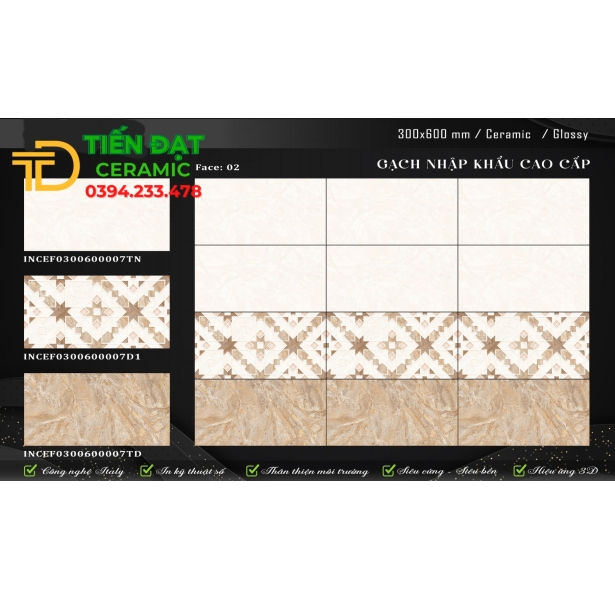 Gạch Ốp Lát Phòng Khách 30x60 Nhập khẩu Bóng Kiếng