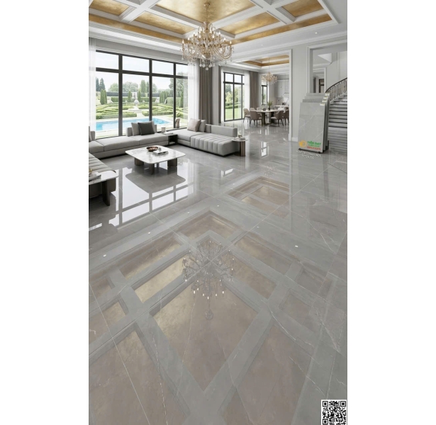 Gạch Khổ Lớn Vicenza 60x120 Vân Xám Nhạt Ốp Lát Biệt Thự Cao Cấp